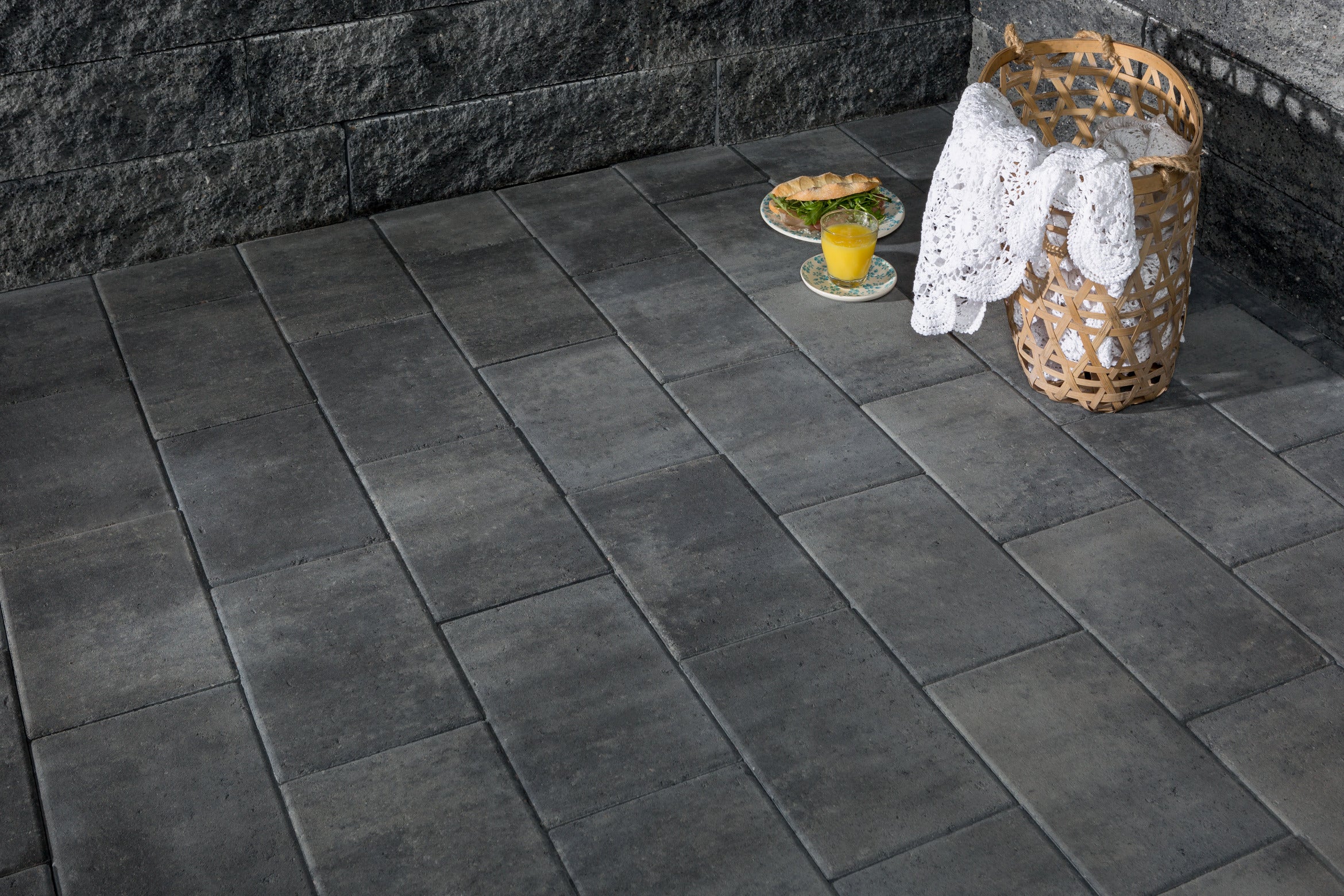 Straksteen 20x30x6 cm grijs/zwart